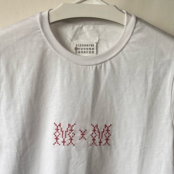 White Maison Margiela hand-embroidered MxM logo t-shirt size S small - Picture 8 of 9